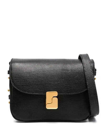 Soeur Mini Bellissima Lizard-embossed Crossbody Bag In Noi01 Noir