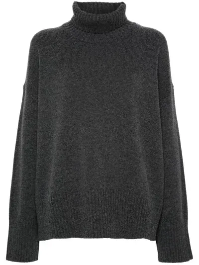 Soeur William Wool Knit Turtleneck Sweater In Dark Grey