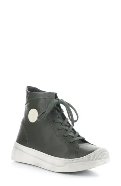 Softinos By Fly London Appe Lace-up High Top Sneaker In Military Smooth