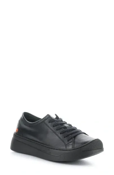 Softinos By Fly London Platform Sneaker In Black Smooth Leather