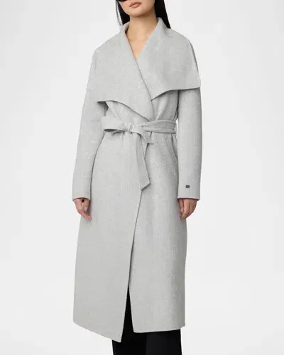 Soia & Kyo Britta Belted Double-face Wool-blend Coat In Stone