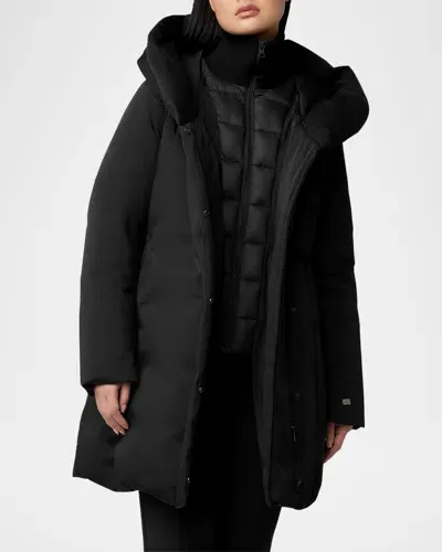 Soia & Kyo Camelia-c Hooded Down Coat In Black