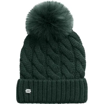 Soia & Kyo Amalie Wool Blend Cable Knit Pom Beanie In Green