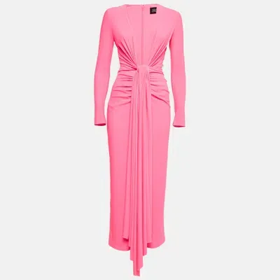 Pre-owned Solace London Pink Jersey Draped Lorena Midi Dress S