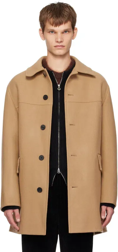 Solid Homme Beige Spread Collar Coat In 108e Beige