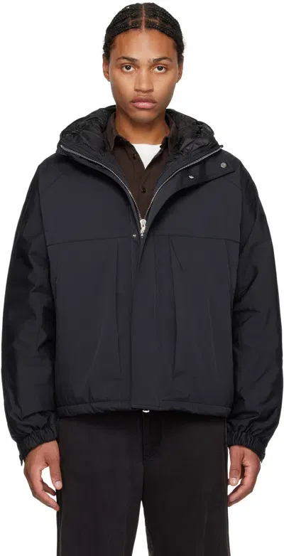 Solid Homme Black Taffeta Down Jacket In 206b Black