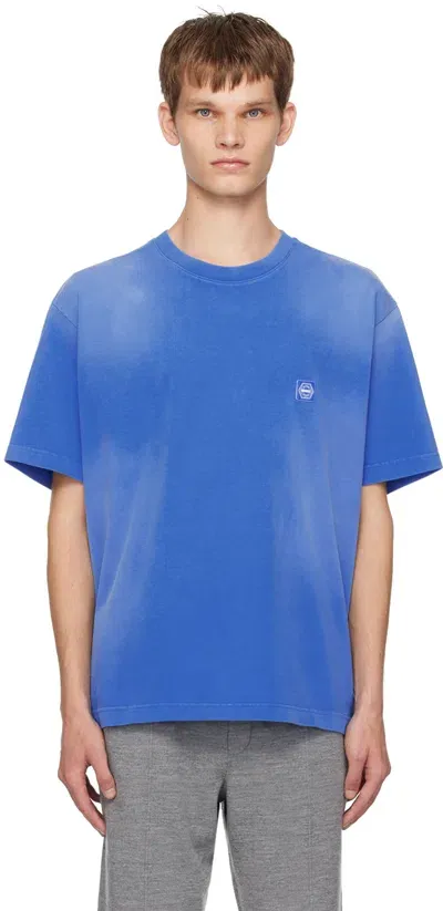 Solid Homme Blue Dyeing Back Logo T-shirt In 蓝色