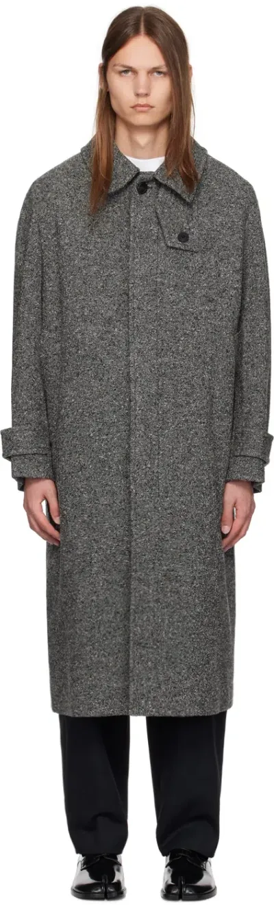 Solid Homme Gray Plaque Coat In 104g Grey