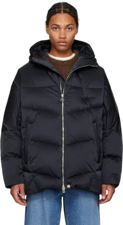 Solid Homme Navy Satin Down Jacket In 203n Navy