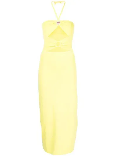 Solid & Striped The Ariana Halterneck Dress In Yellow