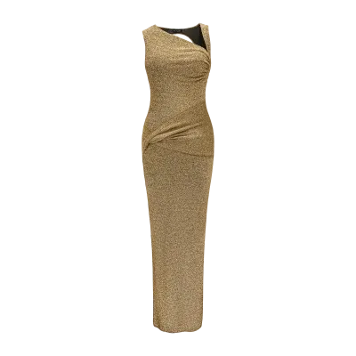 Soliè Leti Gold Dress In Brown