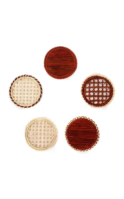 Sonder & Holliday Set-of-six Buendia Raffia Coasters In Brown