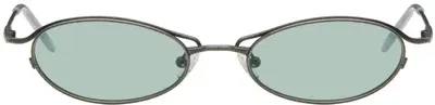 Song For The Mute Ssense Exclusive Gunmetal Ant Sunglasses In Oxidised Gunmetal