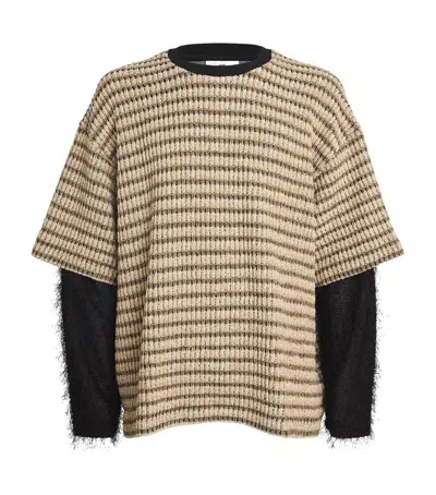 Song For The Mute Striped Layered Sweater In Brown