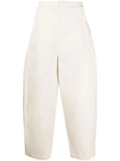 Songzio Cropped Wide-leg Trousers In White