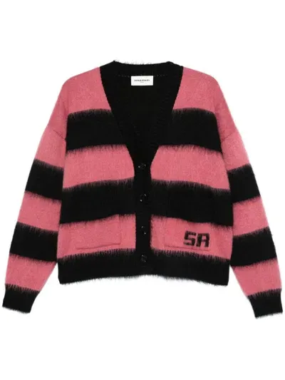 Sonia Rykiel Brushed Striped Cardigan In Black