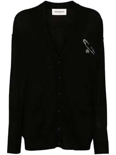 Sonia Rykiel Crystal Embellishment Cardigan In Black