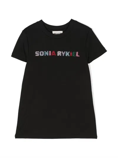 Sonia Rykiel Enfant Kids' Gem-embellished Cotton T-shirt In Black