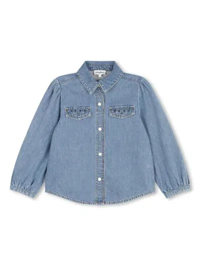 Sonia Rykiel Enfant Kids' Logo-embroidered Denim Shirt In Blue