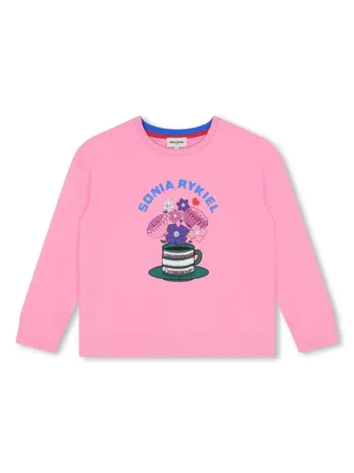 Sonia Rykiel Enfant Kids' Logo-print Cotton Sweatshirt In Pink