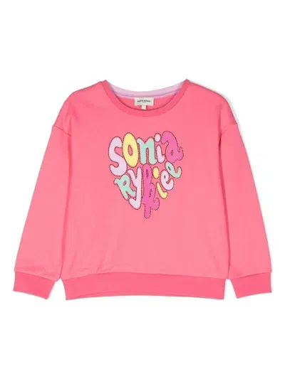 Sonia Rykiel Enfant Kids' Logo-print Embellished Sweatshirt In Pink