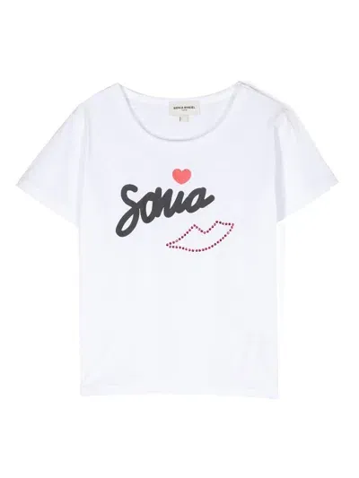 Sonia Rykiel Enfant Kids' Logo-print Embellished T-shirt In White