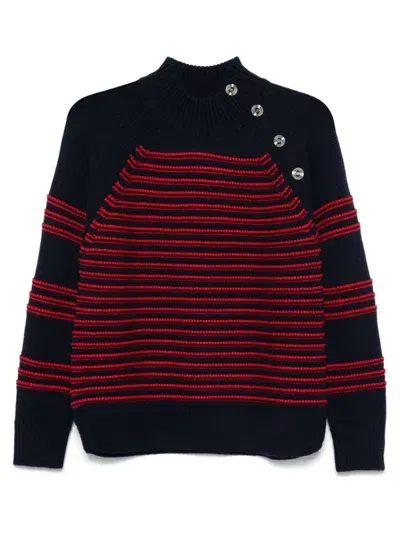 Sonia Rykiel Raised-knit Striped Sweater In Blue