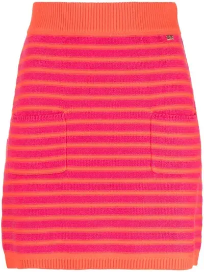 Sonia Rykiel Striped Knitted Short Skirt In Pink