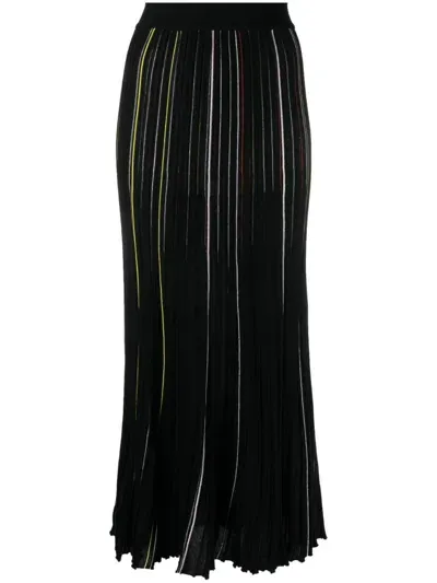 Sonia Rykiel Striped Pleated Skirt In Black