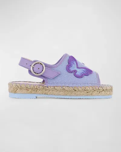 Sophia Webster Girl's Butterfly Embroidered Espadrille Sandals, Baby/toddler/kids In Purple