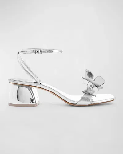 Sophia Webster Vanessa Metallic Butterflies Ankle-strap Sandals In Silver