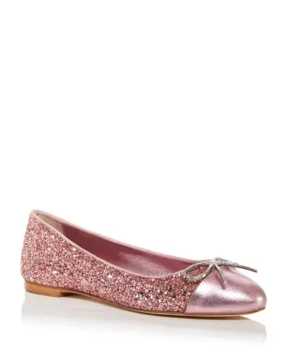 Sophia Webster Women's Pirouette Bow Embellished Ballet Flats In Pink Glitter