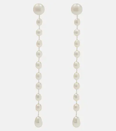 Sophie Buhai Passante Large Sterling Silver Drop Earrings With Freshwater Pearls In White