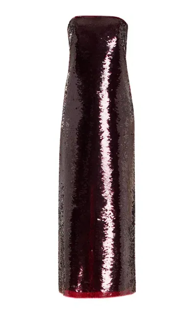 Sophie Et Voila Exclusive Sequin Strapless Dress In Burgundy