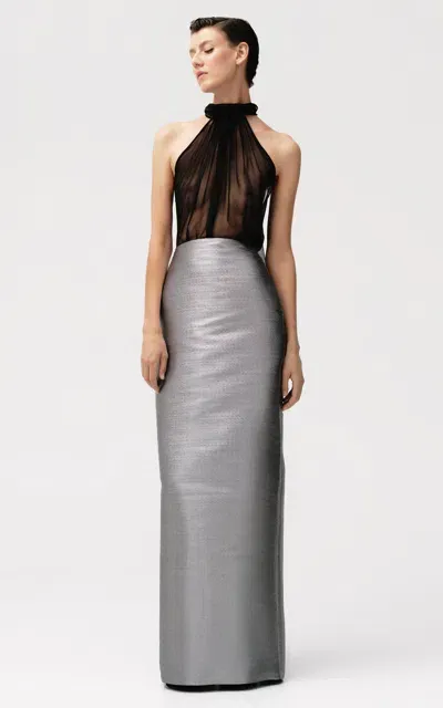 Sophie Et Voila Lame Maxi Skirt In Silver