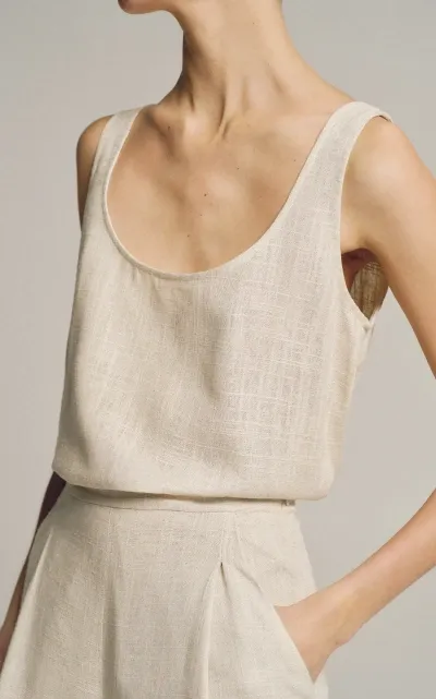 Sophie Et Voila Linen-blend Tank Top In Neutral