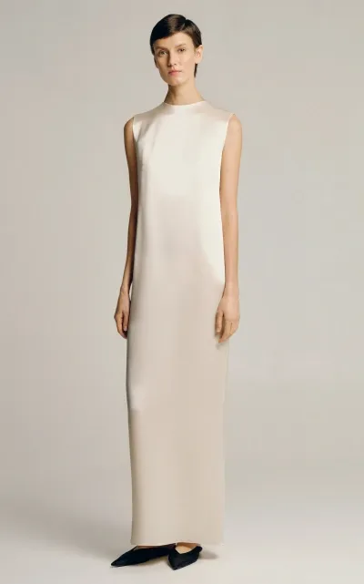 Sophie Et Voila Open-back Satin Maxi Dress In Ivory