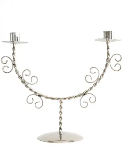 Sophie Lou Jacobsen Twist Stainless-steel Candleholder (30.5cm X 26.7cm In Silver