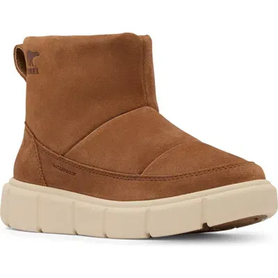 Sorel Kids' Explorer Iii Faux Fur Waterproof Slip-on Boot In Velvet Tan/bleached Ceramic