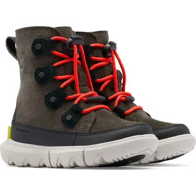 Sorel Kids' Explorer Waterproof Boot In Jet/black