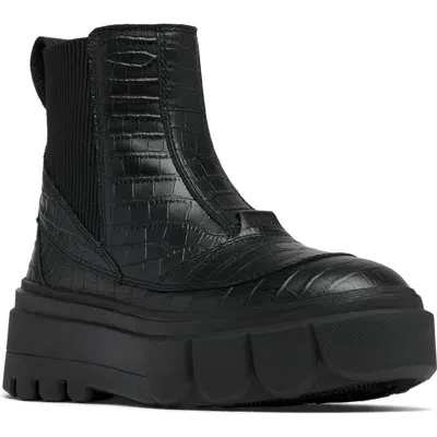 Sorel Waterproof Platform Chelsea Boot In Black / Black