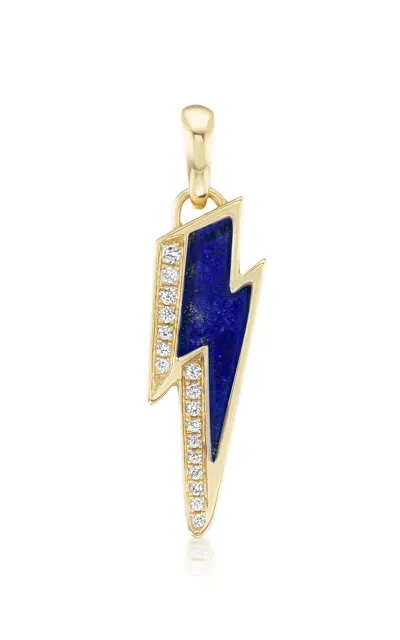 Sorellina Ziggy Bolt 18k Yellow Gold Diamond Pendant In Blue