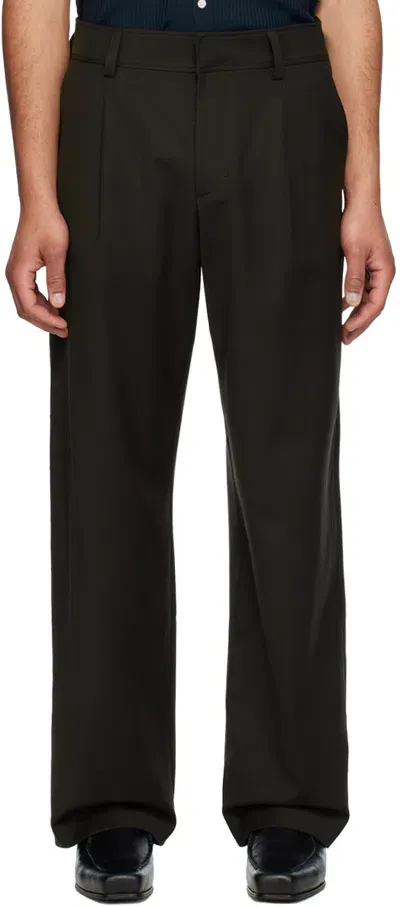 Soulland Brown Aidan Trousers In Brown Emroidered