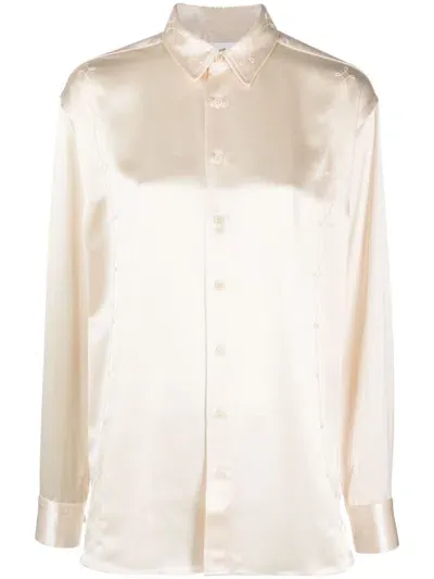 Soulland Damon Satin-finish Shirt In Neutrals