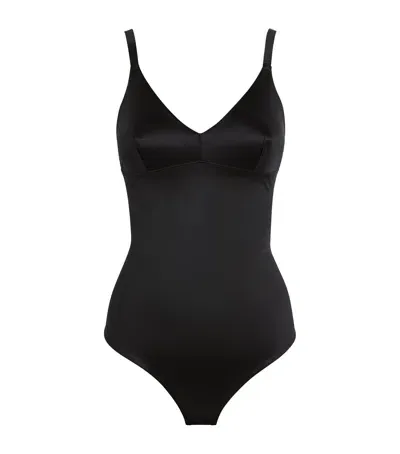 Spanx Satin Shaping Bodysuit - Light Control In Black