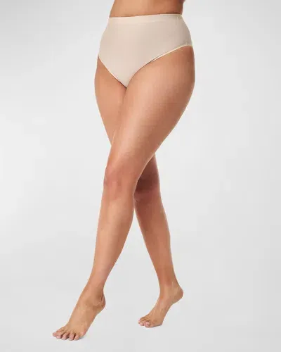 Spanx Sheer Power High-rise Shaping Thong In Champagne Beige