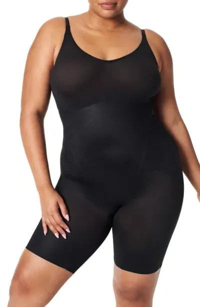 Spanx Mid-thigh Shaping Bodysuit In Black