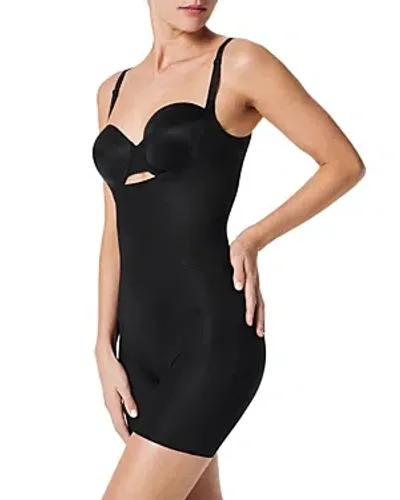 Spanx Thinstincts 2.0 Open-bust Midthigh Bodysuit In Black