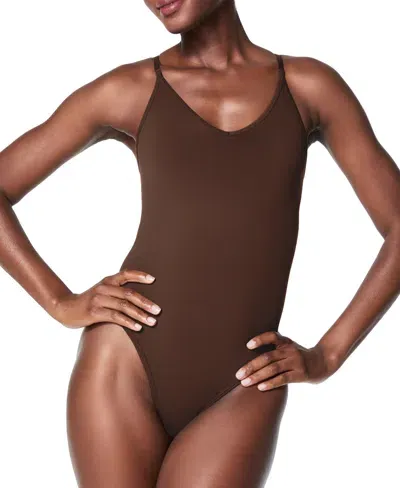 Spanx Women's Everyday Seamless Shaping Thong Bodysuit In Chestnut B