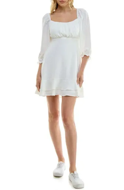 Speechless Ruffle Square Neck Minidress In White Jm